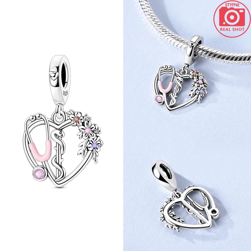 Original Love Purple Heart Cat Life Tree Bow Tie Pendantcopper Pink Animal Bead Fit Bracelet Women Accessory Gift Jewelry