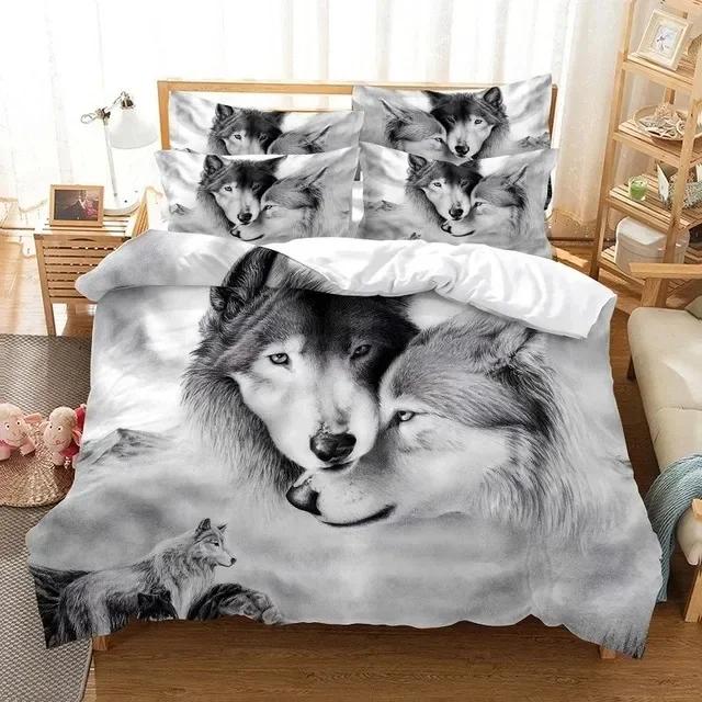 3D Wolf Bedding Set Animal Comfortable Duvet Quilt Cover Pillowcase Bedding Set Children Bedroom Decoration Home Textile