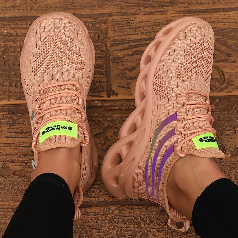 Damen Mesh Schuhe Luxusmarke Atmungsaktiv Leichtgewicht Laufschuhe Gym Training Yoga Schuhe Modische Freizeit Sportschuhe mit Schnürung
