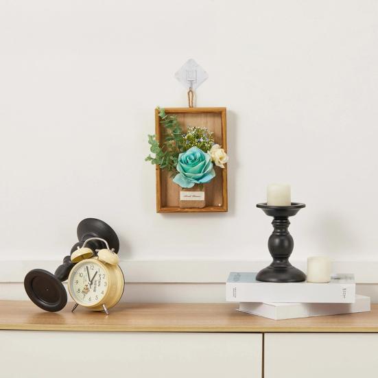 Artificial Plants Wall Decor, Rustic Farmhouse Wall Hanging Planter, Vintage Wood Framed Fake Plants Holder for Indoor Living Room, Kitchen, Bedroom