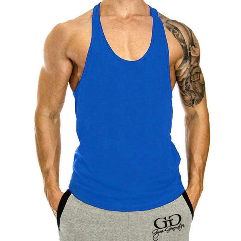 Men's Loose Breathable Sleeveless Training T-Shirt with Custom Logo for Summer Fitness.