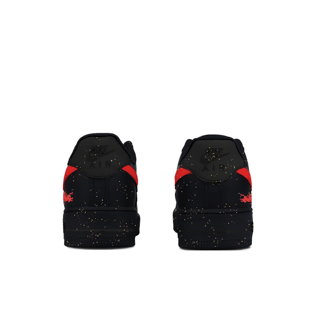 Nike Air Force 1 Good Fortune And Prosperity Leather Low top Skateboard Shoes Unisex Black Red CW2288-001(Team1039-)