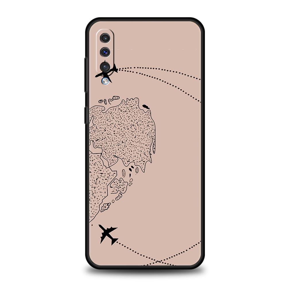 Planes World Map Travel Phone Case For Samsung A52 A14 A50 A70 A10 A30 A40 A20S A20E A02S A12 A22 A34 A42 A32 5G A54 A04s Cover