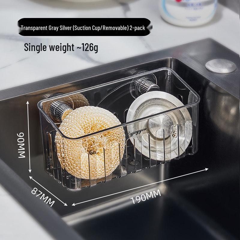 Corner Sink Storage Rack - Multi-functional Sponge & Dish Organizer with Suction Cup Wall Mount
