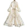 French style Elegant Water Soluble Flower Hollow Embroidery Dress Pettiskirt Lace Waist Hugging Temperament Fairy Holiday Style Long dress