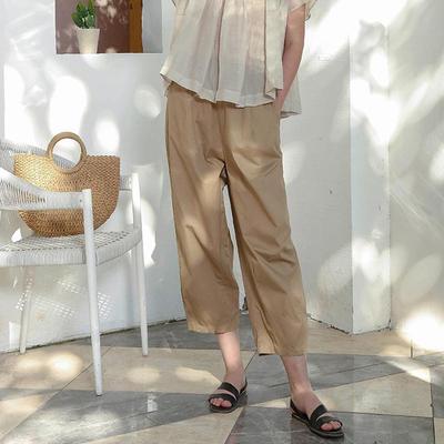 Pantalon sarouel décontracté pour femmes, Simple, taille élastique, longueur cheville, ample, couleur unie, poches, été