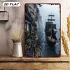 Vintage Nautical Metal Wall Art, Old Sailing Ship Pirate Decor, Home Wall Decor