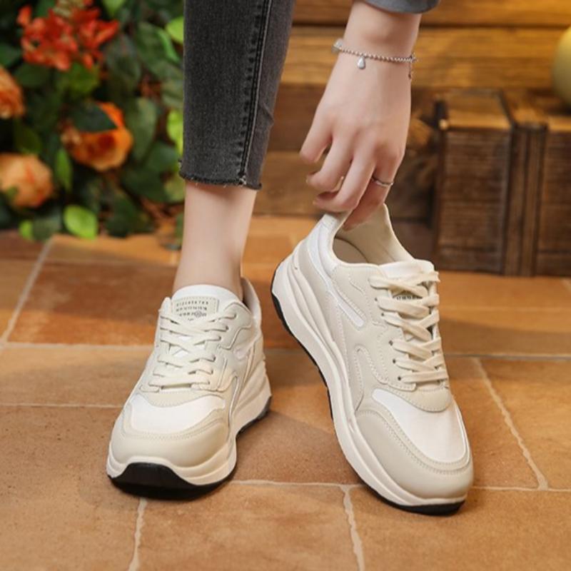 Autumn and Winter Women's Shoes, Women's Sneakers, White Sneakers, Low-top Round-toe Lace-up Casual Shoes