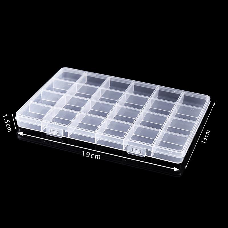 24-Slot Transparent Plastic Storage Box for Accessories and Beading