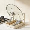Pot Lid Holder Rack with Drain Tray Space Saving Kitchen Organizer for Pan Lid, Spoon Spatula, Cabinet Countertop Storage