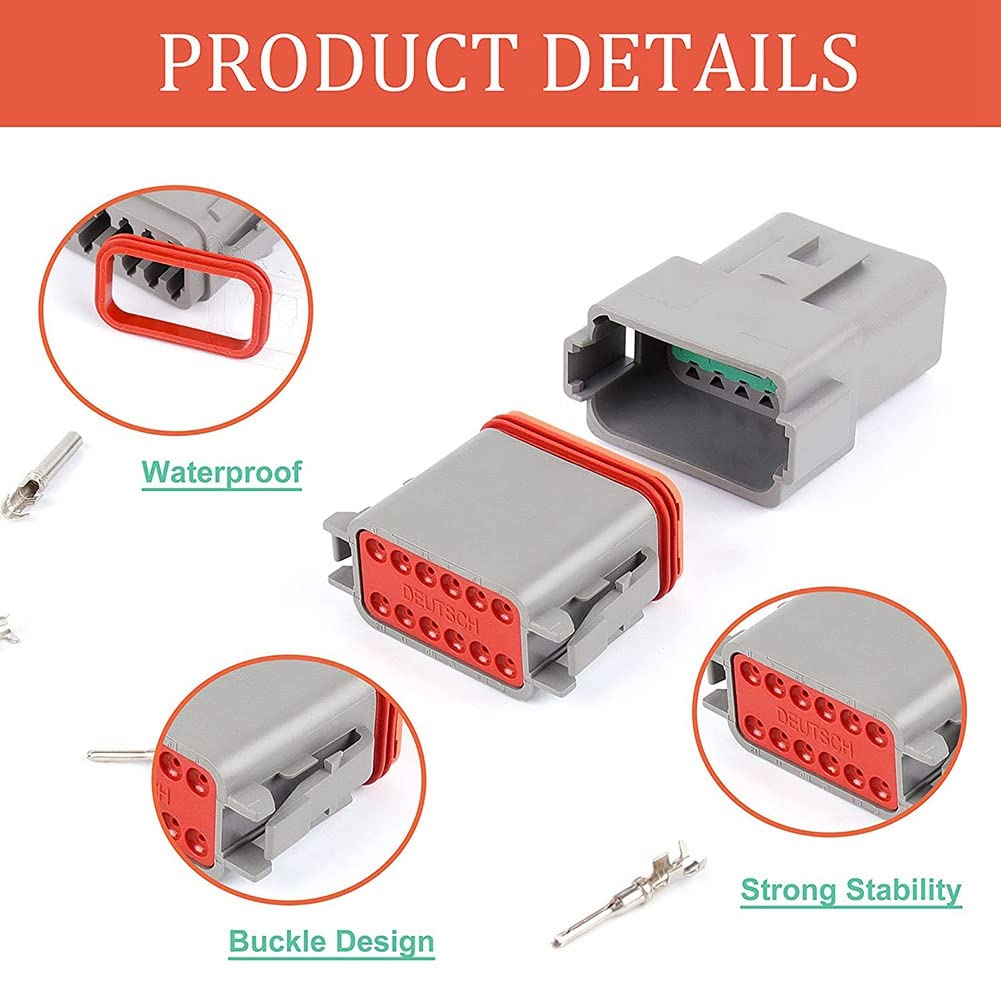 Dovhmoh Elektrischer Drahtverbinder 8 Sätze 2 3 4 6 812 Pin Deutsch DT Stecker Sortimentssatz Stecker,