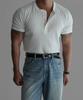 Baulopeulodeogteu Pattern Muscle Henley Neck Short Sleeve Knit Tee [Ivory]