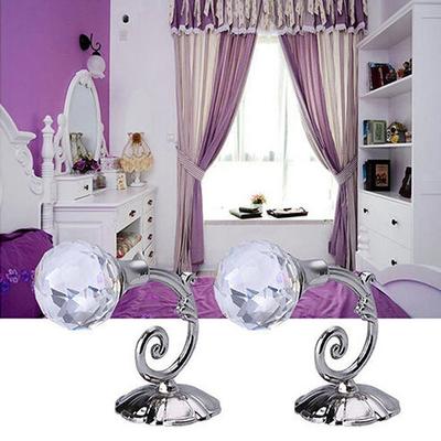 2pcs Metal Crystal Glass Curtain Holdback Wall Tie Back Hanger Hooks Decor