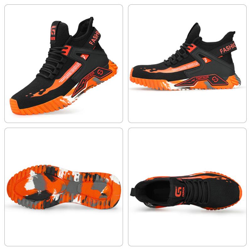 Steel Toe Anti-smash  Anti-Puncture Safety Shoes Men Lightweight Slip Resistant Work Shoes Comfortable Breathable Work Boots Men