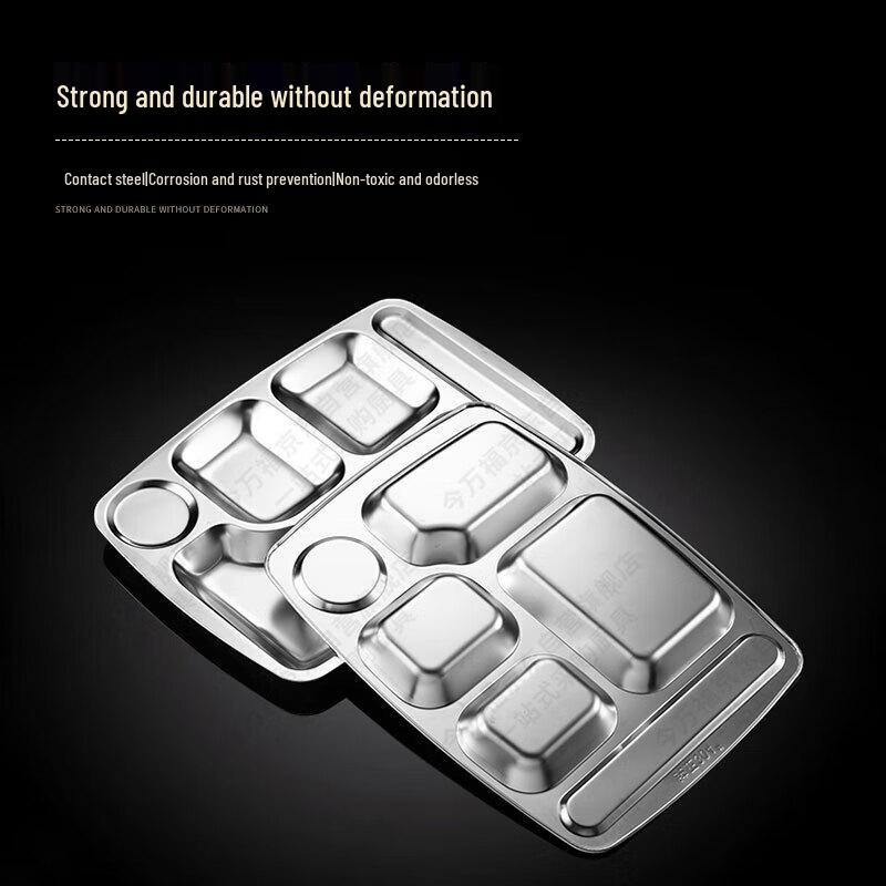 JINWANFU 304 Stainless Steel Divided Canteen Tray