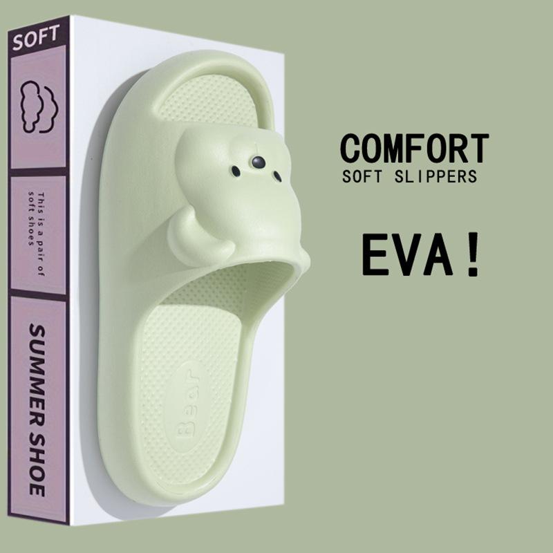 Children's Home Parent-child Cool Slippers Summer Cartoon Bear Girls and Boys Non-slip and Odorless Indoor EVA Shoes TEMU