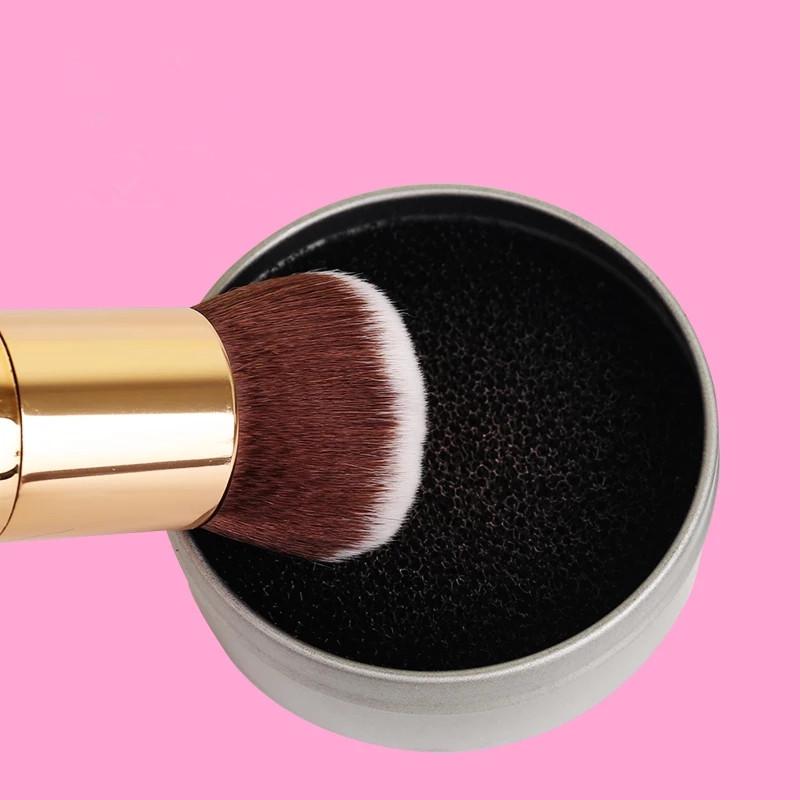Make-up Pinsel Reiniger Schwamm Entferner Aluminium Reinigungsmatte Box Pulver Waschen Scrubber Clean Kit