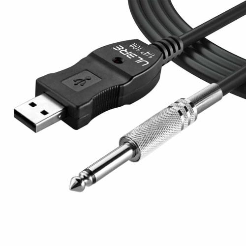 ULBRE USB Guitar Cable Guitar Cord 10FT USB Male To 1/4 Inch TS Mono Jack Connector Cord Compatible Windows and MacOS Guitar Bass To PC for Recording