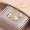 New Fashion Gold Plated Necklaces Earrings Sets For Women Female Trendy Party Jewelry Girls Daily Wear Neck Chain Earrings