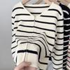 Fashion Zipper Cardigan Striped Sweaters Women Autumn Winter Casual Printed Knit Jackets Long Sleeve Simple Sweaters Slim Fit Clothing