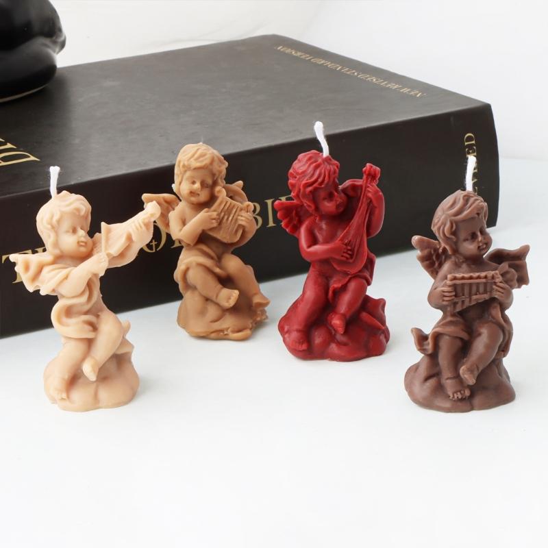 Silicone Candle Mold Aromatherapy Candle Mold 3D Angel Sculpture Plaster Epoxy Mold for DIY Soap Candle Making Supplies