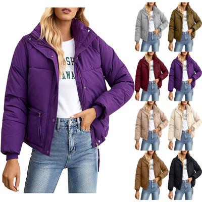 Women's Coat Solid Color Fashion Zipper Cotton-padded Jacket Loose Bread Coat Cotton-padded Jacket