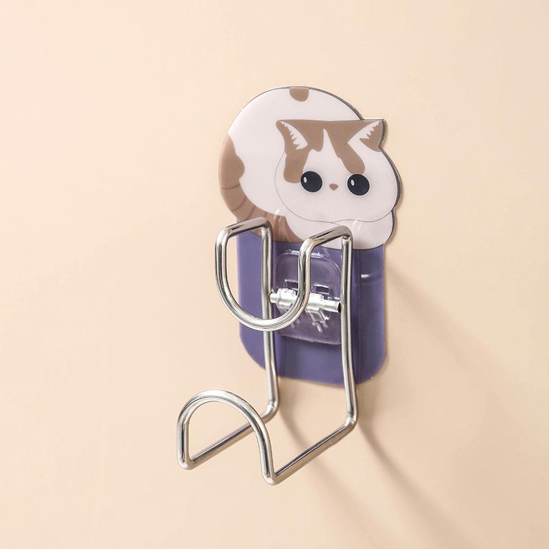 Cute Animals Washbasin Hanger Rack Bathroom Basin Stainless Steel Holders Kitchen Sponge Dishcloth Seamless Self-Adhesive Hooks