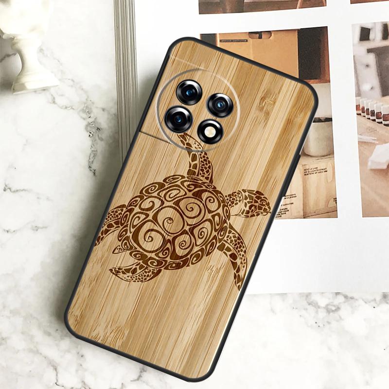Turtle Wood Pattern Case For OnePlus 12 12R 11 9 10 Pro 10R 9R 8T 10T Nord CE 2 3 Lite 2T CE4 N10 N20 N30 Cover