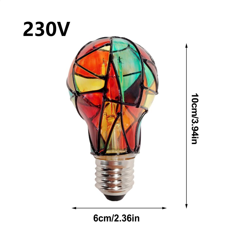 

Лампочка из витражного стекла 230 В 4 Вт Мозаика Цоколь E27 Цветной свет Рождественское украшение Расписная цветная лампочка Праздничное украшение