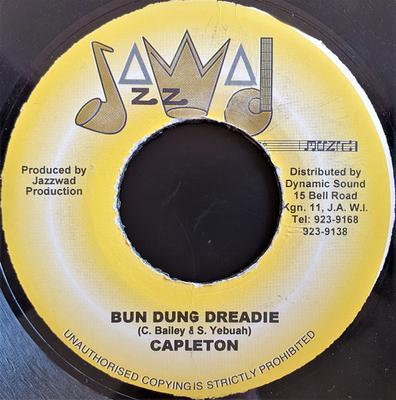 7inch Record CAPLETON  Bun Dung Dreadie  Weed Knowledge NONE Jazzwad 1999 Jamaica Reggae Ska  Dub Used