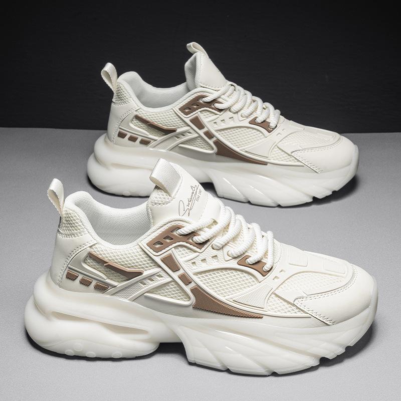 Spring New Mesh Breathable Popcorn Sole Men's Running Sports Shoes Fashion Casual Platform Dad Shoes Men's Shoes