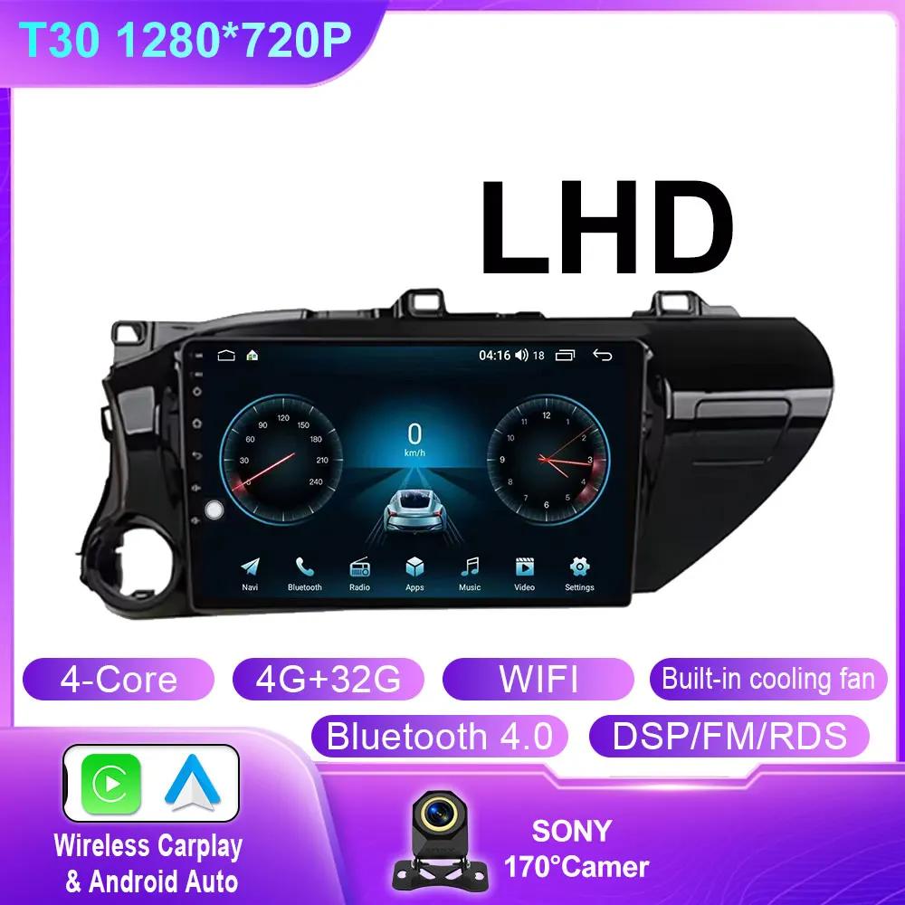 Android 14 Carplay Car Radio For Toyota HILUX REVO VIGO IMV 2016 2017 Navigation GPS Multimedia Player WiFi+4G Stereo Video BT