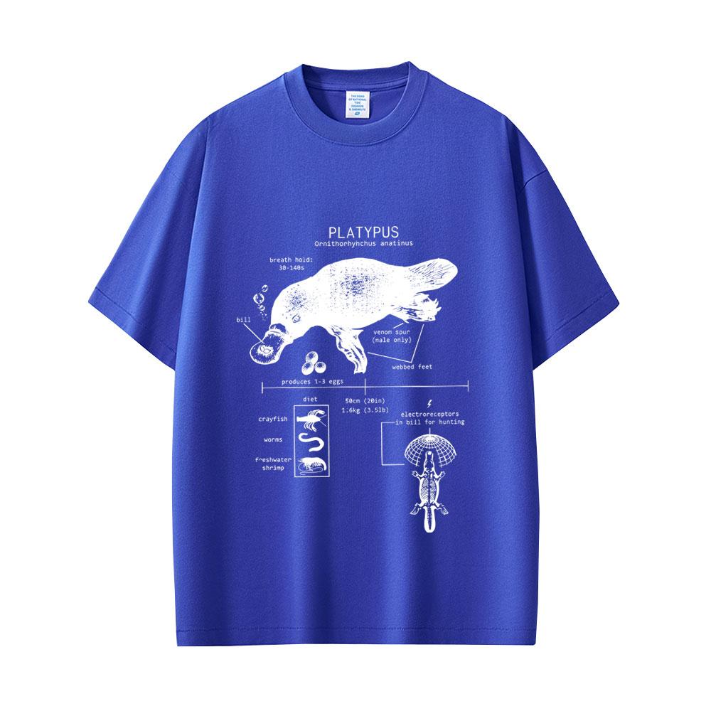Maglietta Grafica Divertente Anatomia dell'Ornitorinco Uomo Donna Casual Oversize Girocollo Magliette Maschili Vintage Streetwear Moda Maschile Maglietta