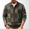 Men S Classic Plaid Knit Cardigan Long Sleeve Lapel Sweater