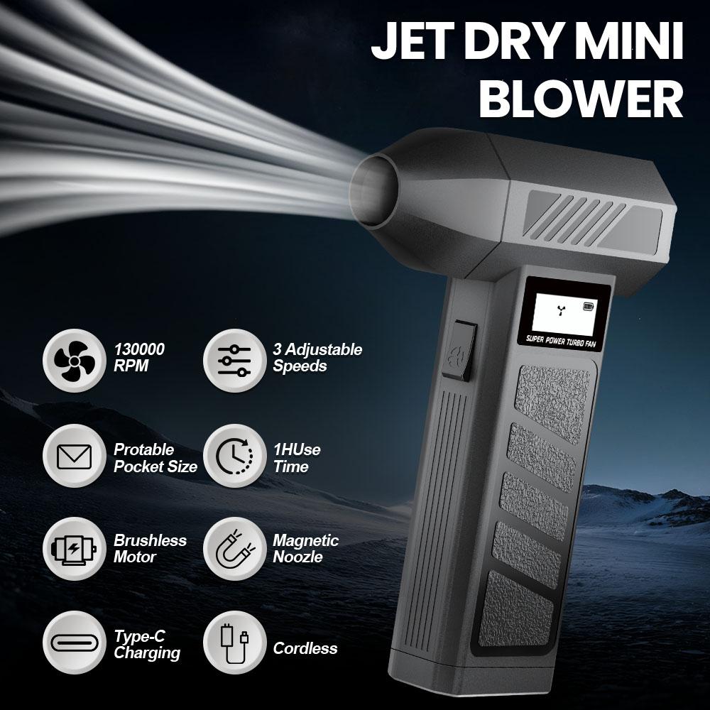 Turbo Jet Fan Gears adjustable Portable Electric Air Duster Cleaning Blower Tool Type C Charger 130000 RPM Car Blowing Snow Car Accessories