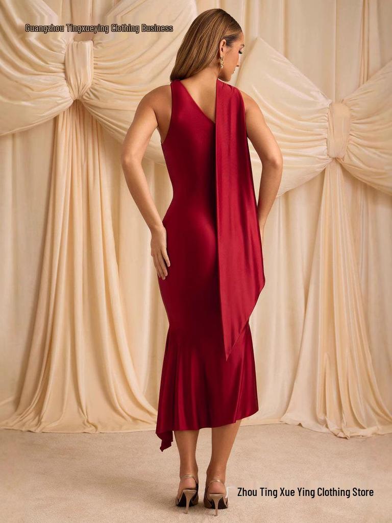 Summer European & American Style Backless Evening Gown - Fashionable & Sexy Women's Long Dress