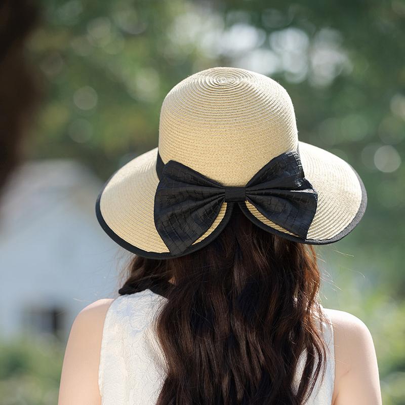 Ny Sommarhatt med Rosett för Kvinnor, Solskydd, Solskyddskräm, Solhatt för Havet, Avslappnad Solhatt