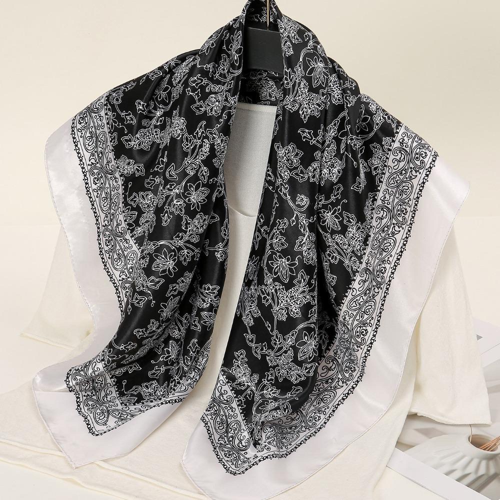 Printed Square Scarf Line Foulard Headband Silk Scarf New Hair Wrap  Women