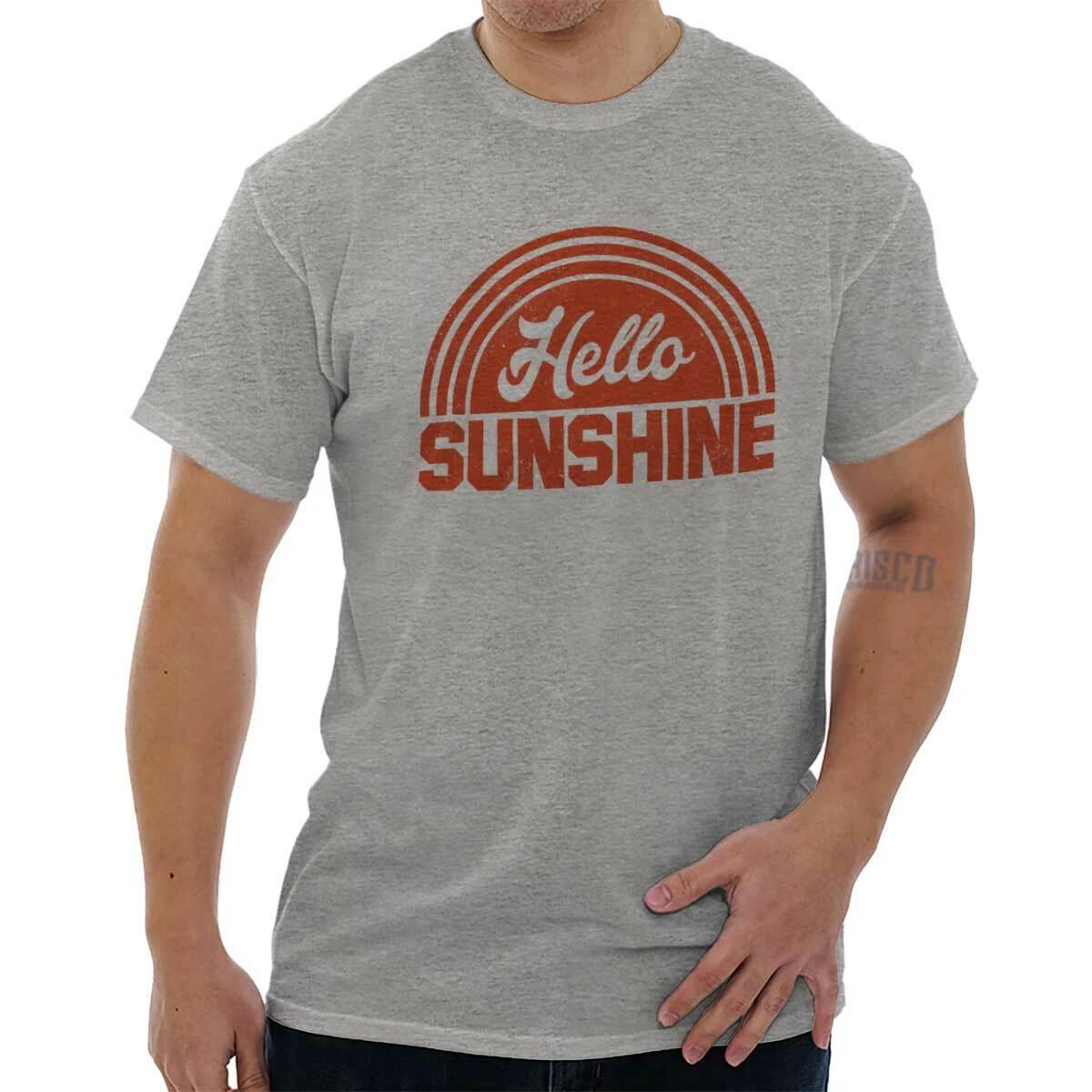 Cute Retro Groovy Hello Sunshine Summer Fun Womens Graphic Crewneck T Shirt Tee XXL
