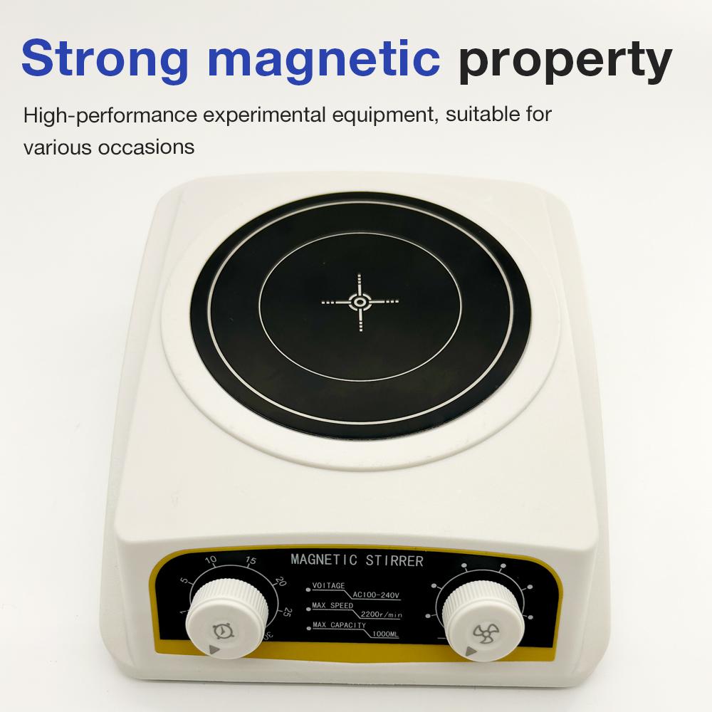 Agitateur Magnétique de Laboratoire 1L Minuteur Contrôle de Vitesse Agitateur Mini Plaque Agitatrice Mélangeur 0-2200 tr/min Réglable Machine d'Agitation Prise UE UK US