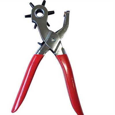Rotary Punch Pliers Set 1 Oval Hole + 2 Flat Holes + 3 Round Holes for Leashes, Harnesses, Straps, Dog Collars, Saddles, Shoes, Fabrics and Others