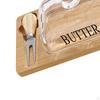Butter Storage Box with Clear Lid Tray Dish for Refrigerator Rectangle Wood