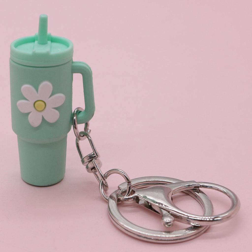 Popular Soft Rubber Stanley Cup Pendant Keychain - Creative Milk Tea Cup Keyring Available