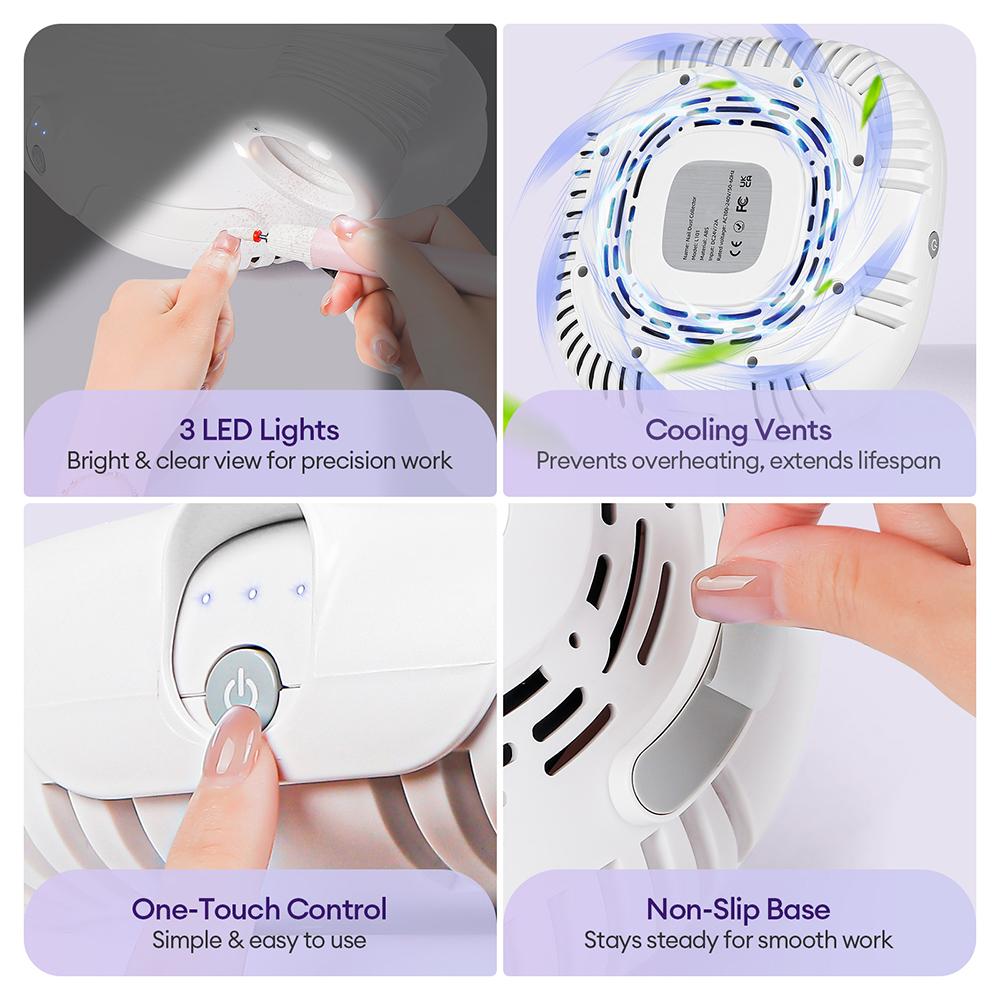 2 In 1 Brushless Turbo Nail Vacuum Cleaner 130W Strong Suction Nail Dust Collector Manicure Extractor Fan Nail Art Salon Tool