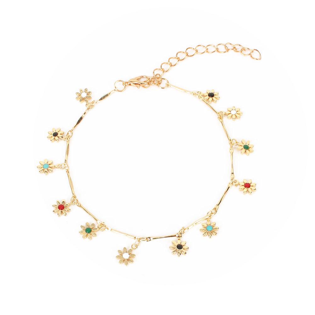 Colorful Flower Anklet & Simple Wish Necklace - European & American Style, AK030
