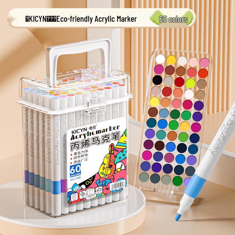 Marqueurs Aquarelle Acrylique pour Enfants - Ne Déteignent Pas, Stylos d'Art Empilables pour Élèves du Primaire