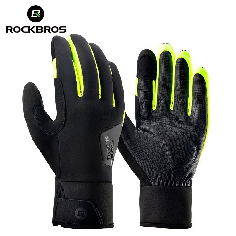 

ROCKBROS Winter Cycling Gloves Full Finger Windproof Bicycle Gloves Outdoor Touch Screen MTB Road Motorcycle Ski Warm Bike Glove S