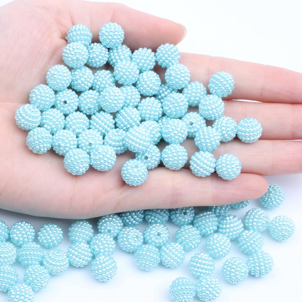 Hot Sale 200pcs 15mm Multicolor Bayberry Perforation Pearl Beads Hole Resin DIY Jewelry Decorations for Dress Making