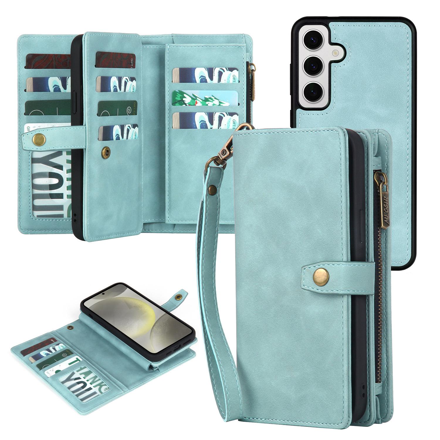 

MEGSHI H1 Series For Samsung Galaxy S24+ Case 2-in-1 Magnetic Detachable Wallet PU Leather Phone Cover Blue
