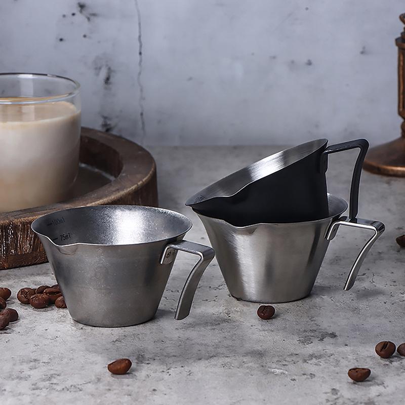1Pc 100Ml Espresso Measuring Cup With Handle Stainless Steel Coffee Shot Coffee Pouring Cup Home Kitchen Measuring Accessories